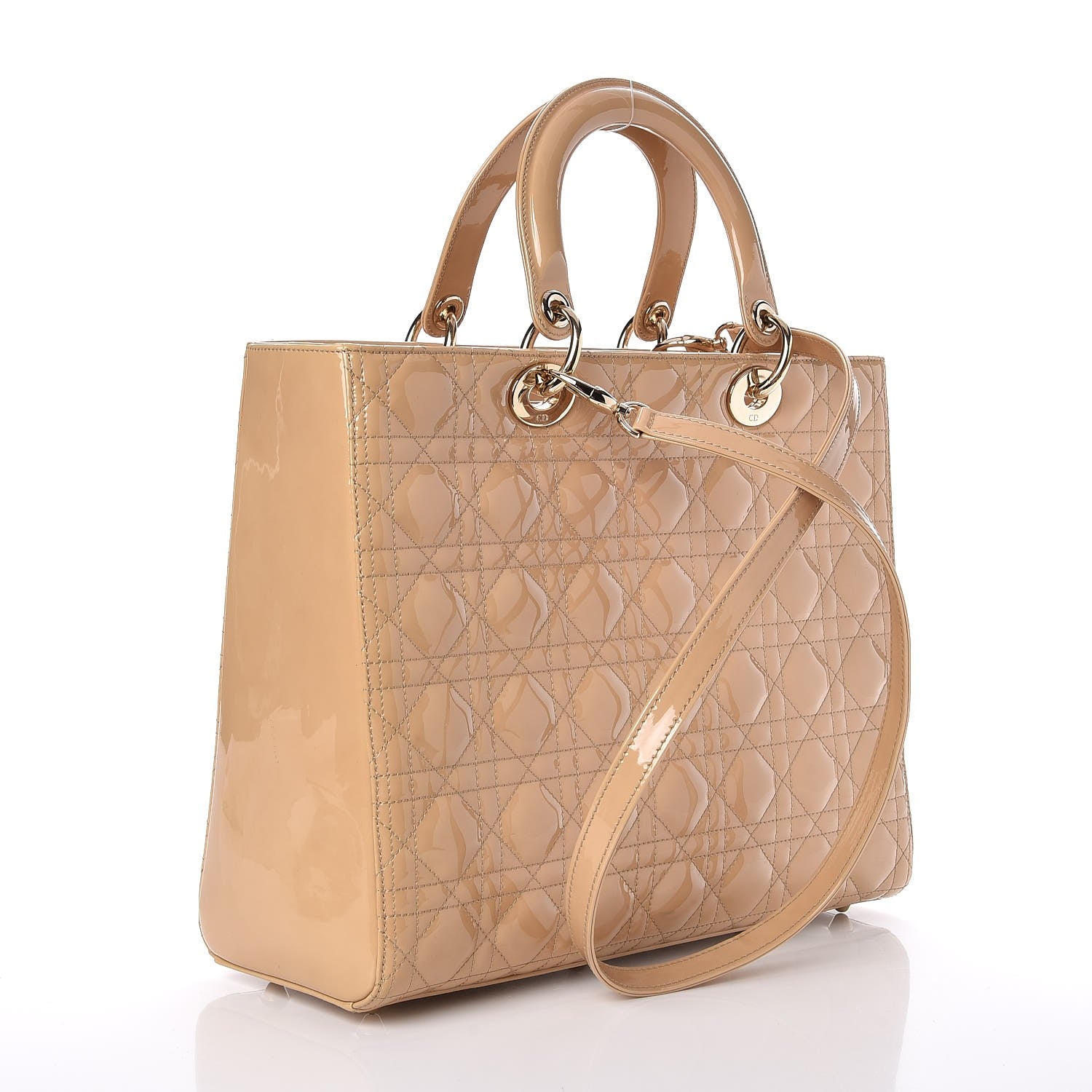 Christian Dior Patent Cannage Large Lady Dior Beige 3 of 8