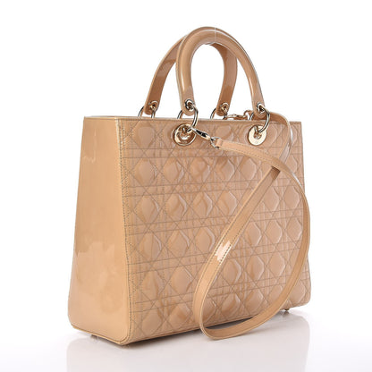Christian Dior Patent Cannage Large Lady Dior Beige 3 of 8