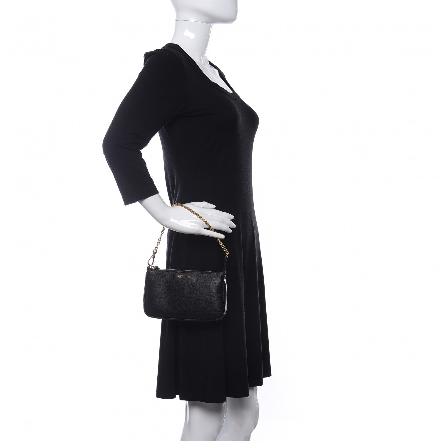 Fendi Vitello Elite Pochette Black 2 of 9