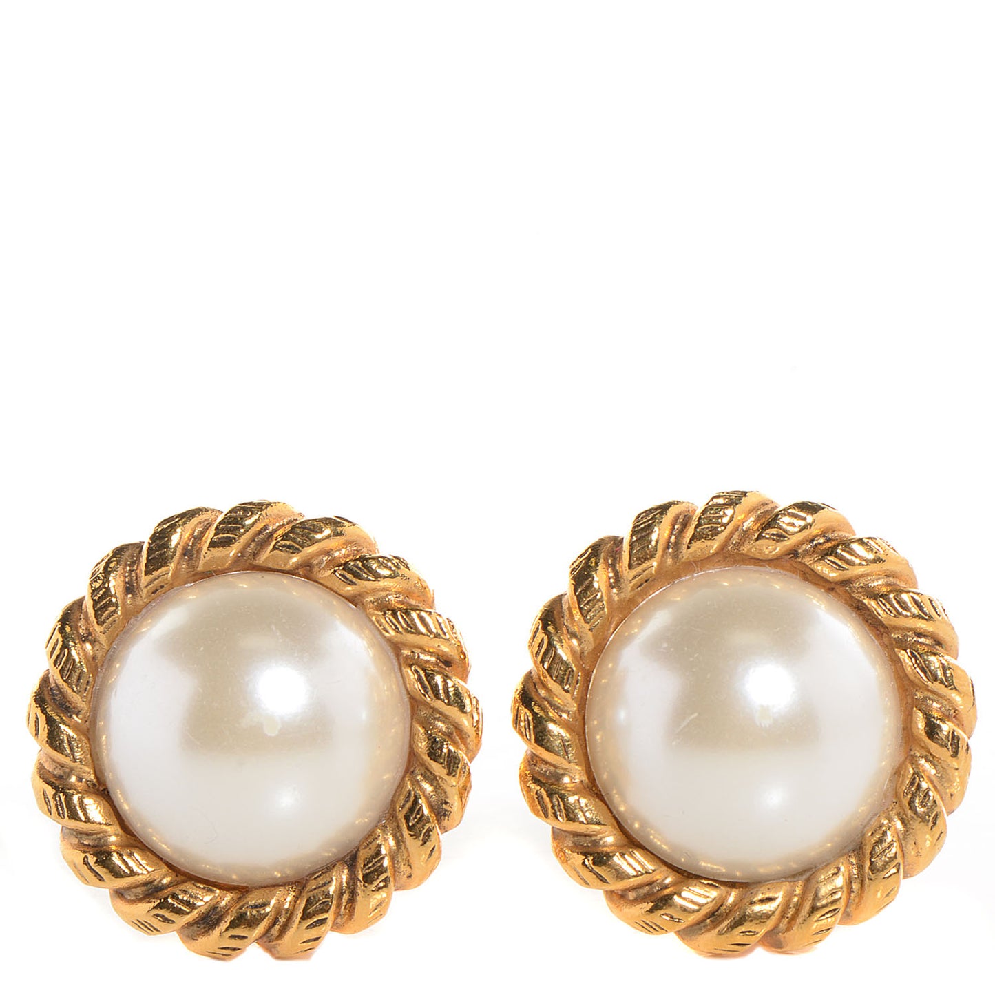 Pearl CC Clip On Earrings Gold