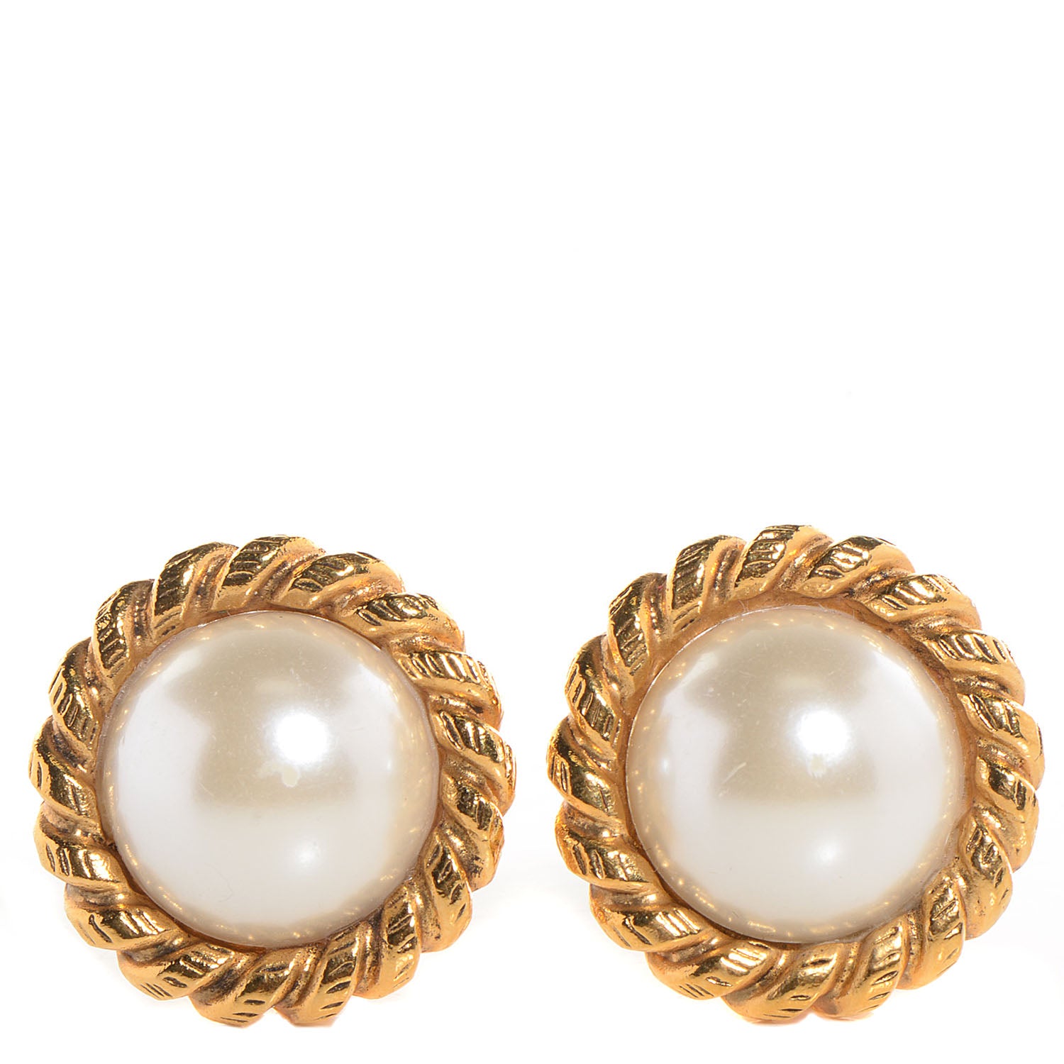 Chanel Pearl CC Clip On Earrings Gold 1 of 4