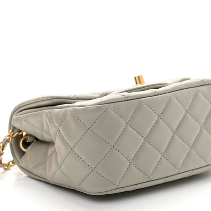 Chanel Lambskin Quilted Mini Pearl Crush Flap Light Grey 9 of 10