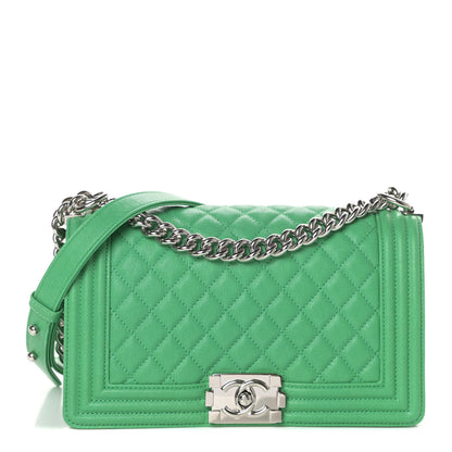 Chanel Caviar Quilted Medium Boy Flap Green 1 of 11