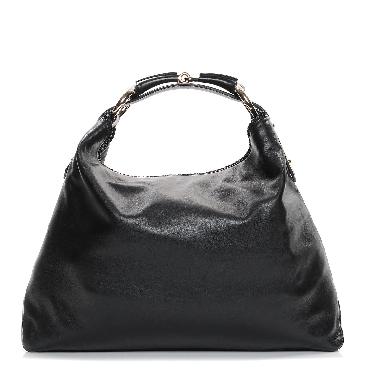 Calfskin Large Horsebit Chain Hobo Black