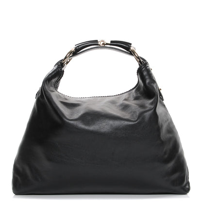 Gucci Calfskin Large Horsebit Chain Hobo Black 1 of 7