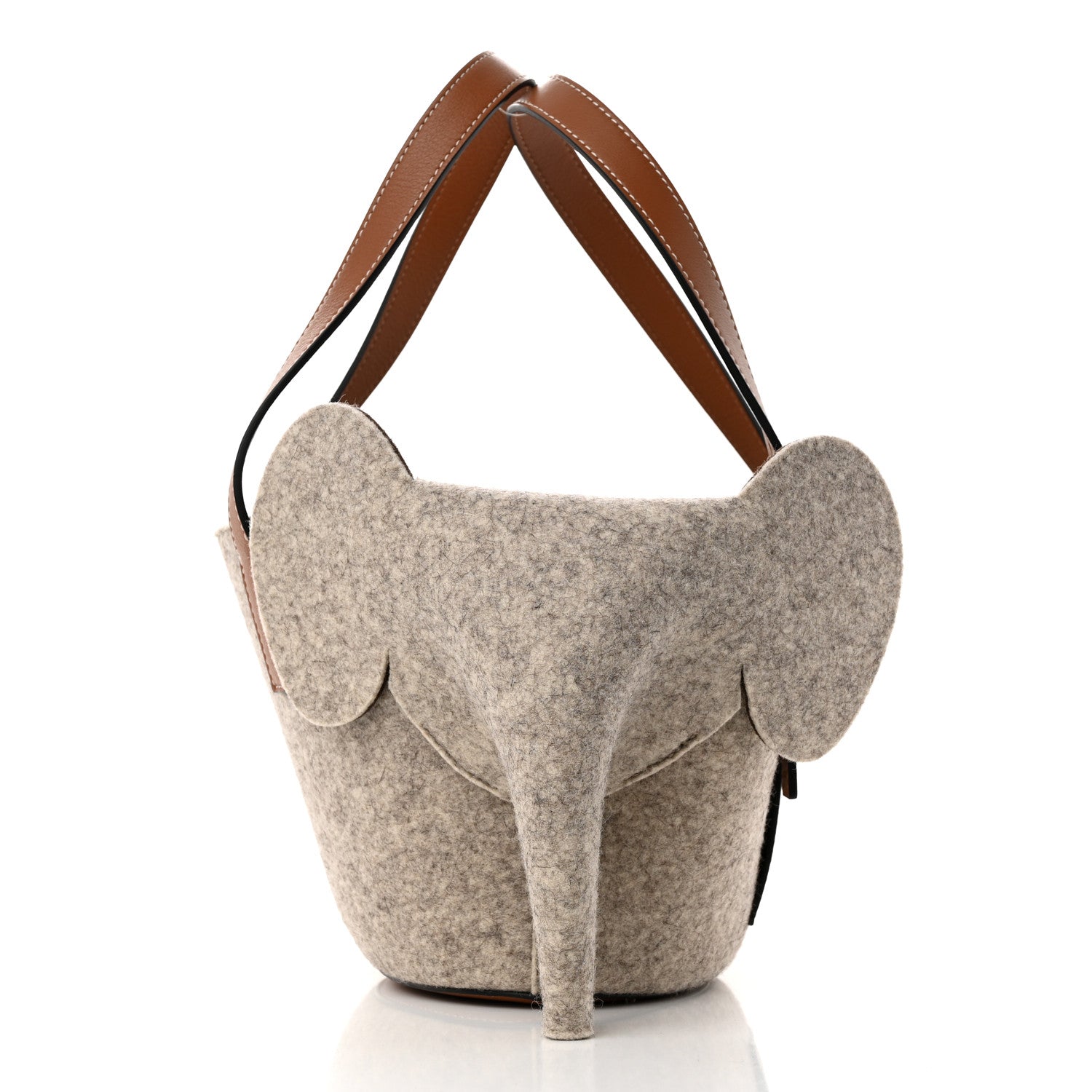 Loewe Calfskin Felt Elephant Basket Tote Beige Brown 4 of 11