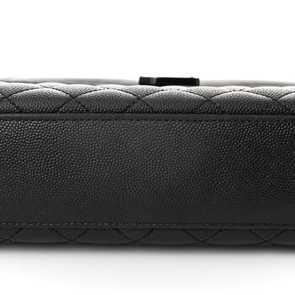 Saint Laurent Grain De Poudre Textured Mixed Matelasse Large Triquilt Monogram Monochrome Satchel Black 11 of 12