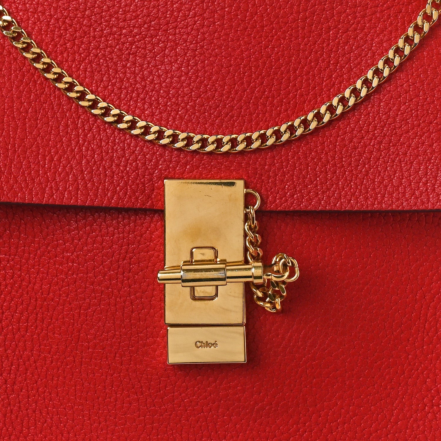 Chloe Grained Lambskin Mini Drew Shoulder Bag Plaid Red 8 of 11