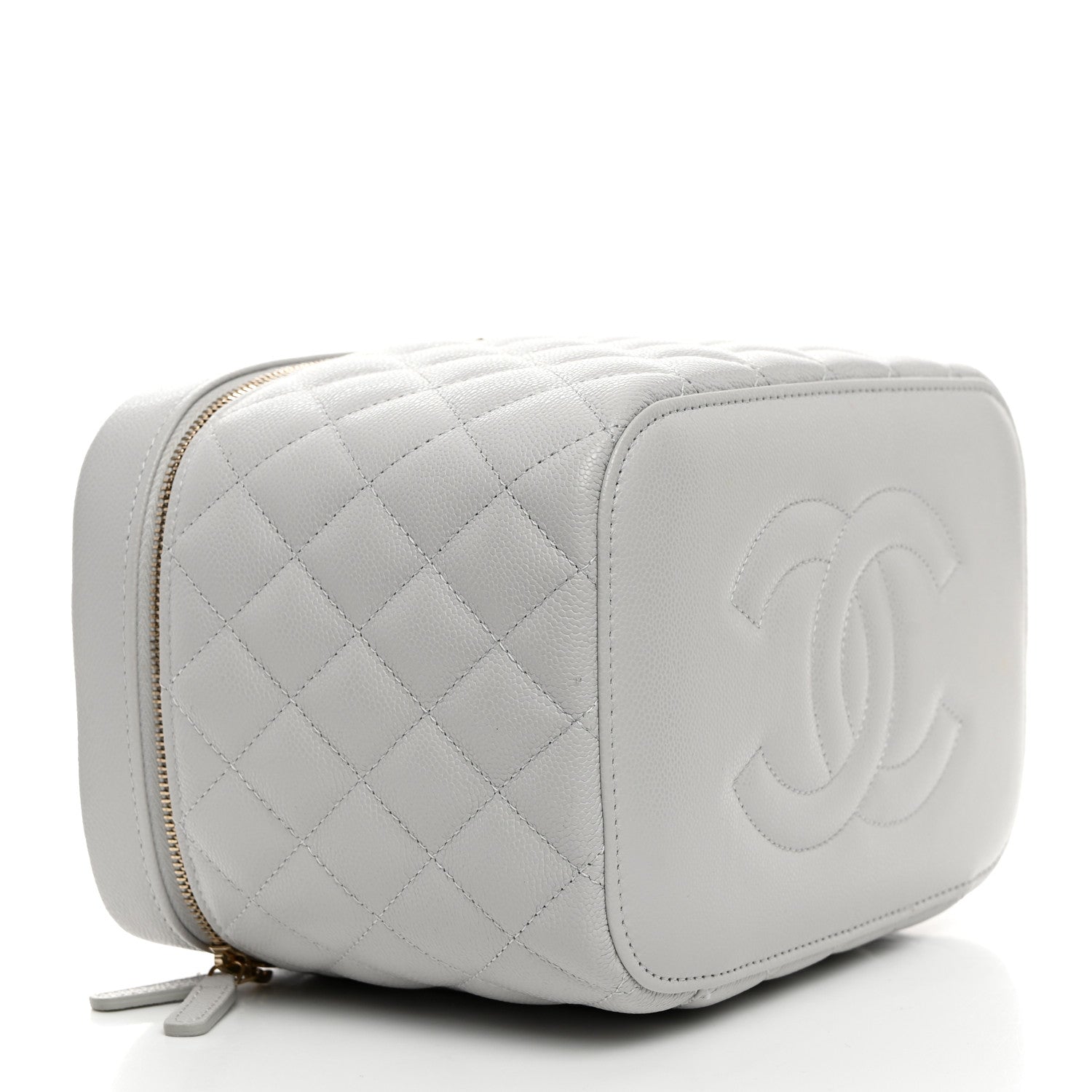 Chanel Caviar Quilted Large Vanity Pouch Light Grey 5 of 9