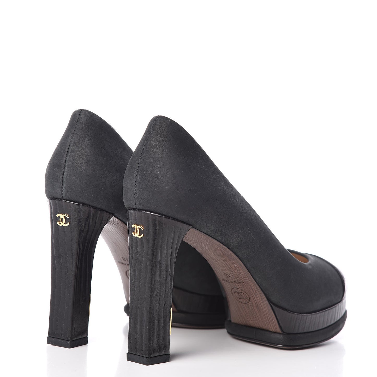 Suede Calfskin Cap Toe Platform Pumps 38 Black