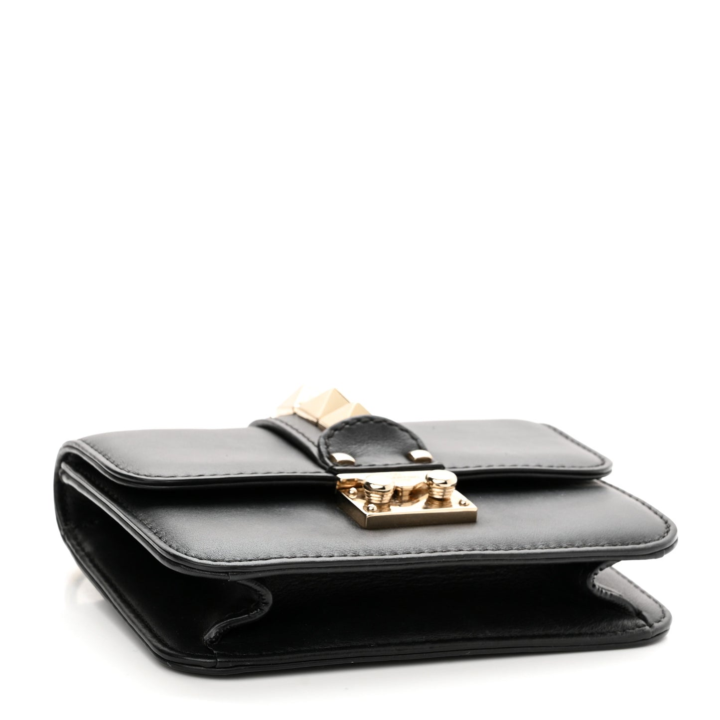 Vitello Mini Glam Lock Rockstud Flap Black