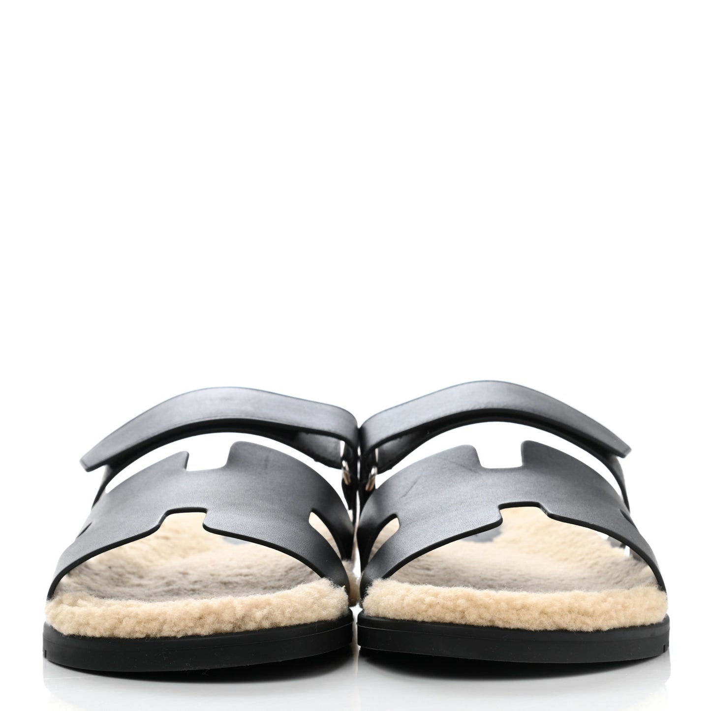 Veau Indios Woolskin Mens Chypre Sandals 46 Black Ecru