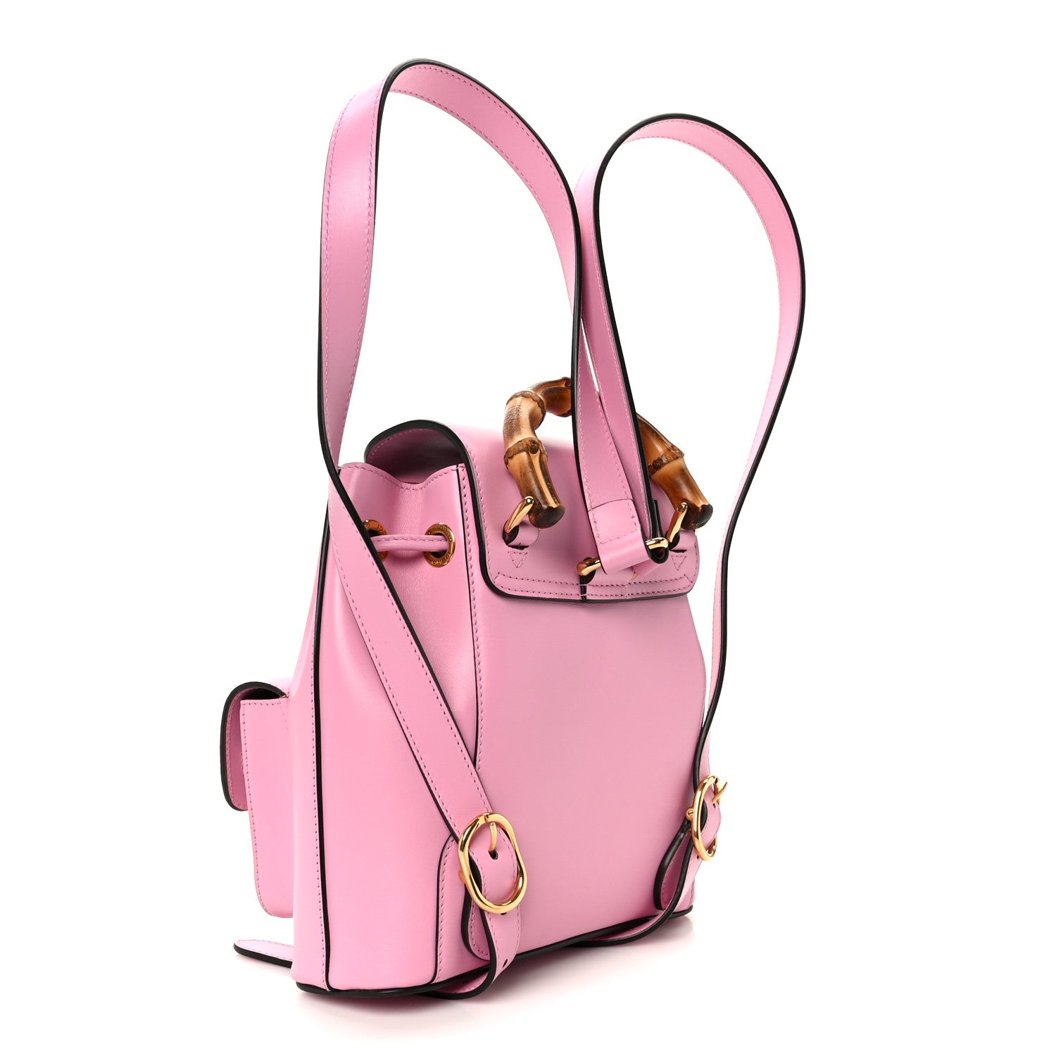 Gucci Calfskin Bamboo Backpack Glossy Pink 3 of 11