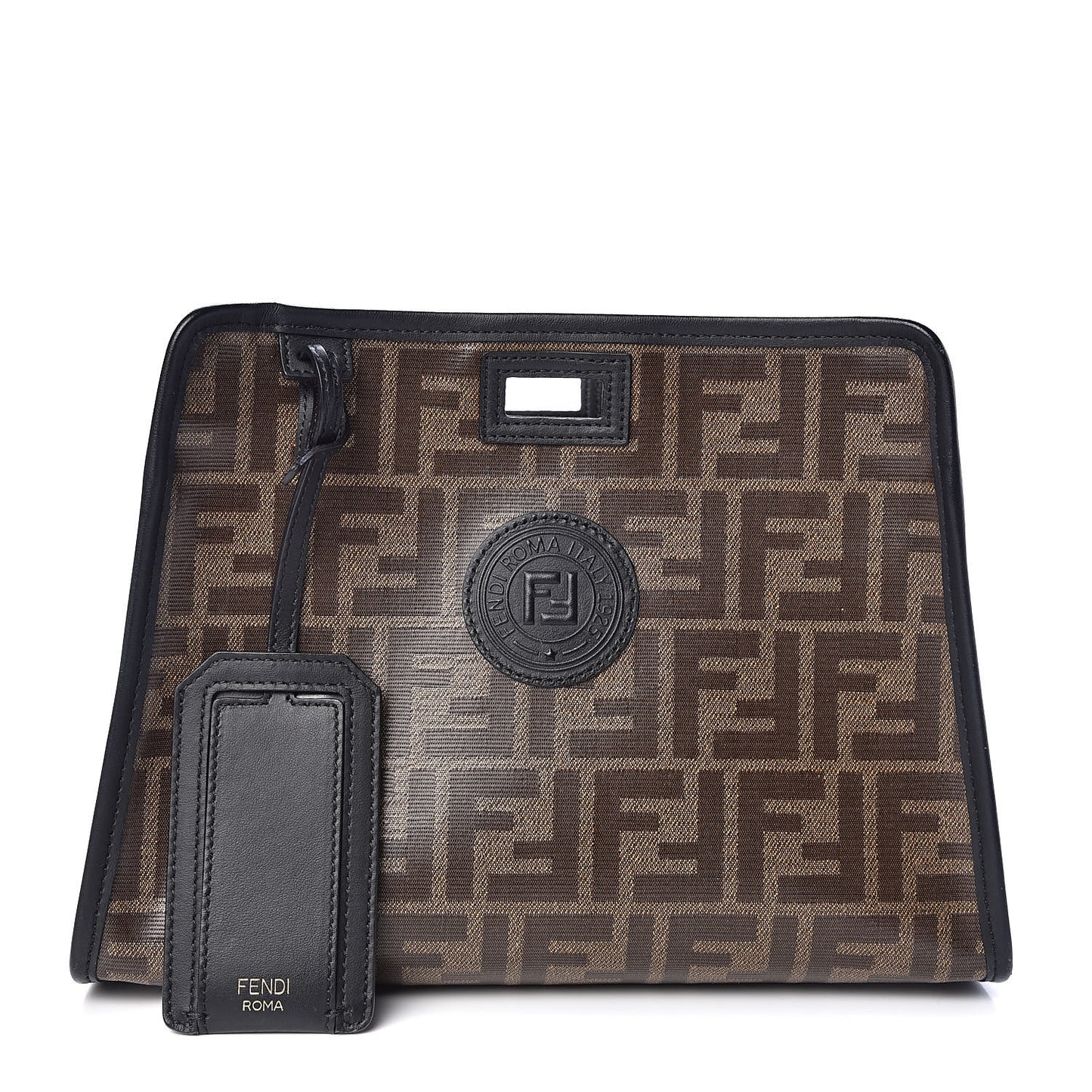 Glazed Fabric Vitello Century FF 1974 Stamp Patch Mini Peekaboo Defender Cover Mogano Panna Black