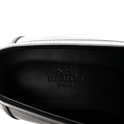 Hermes Glazed Calfskin Womens Faubourg Loafers 37 Black 8 of 9