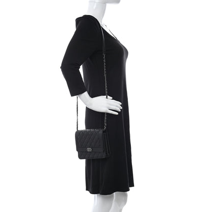 Chanel Caviar Quilted Boy Clutch With Chain Black 2 of 12