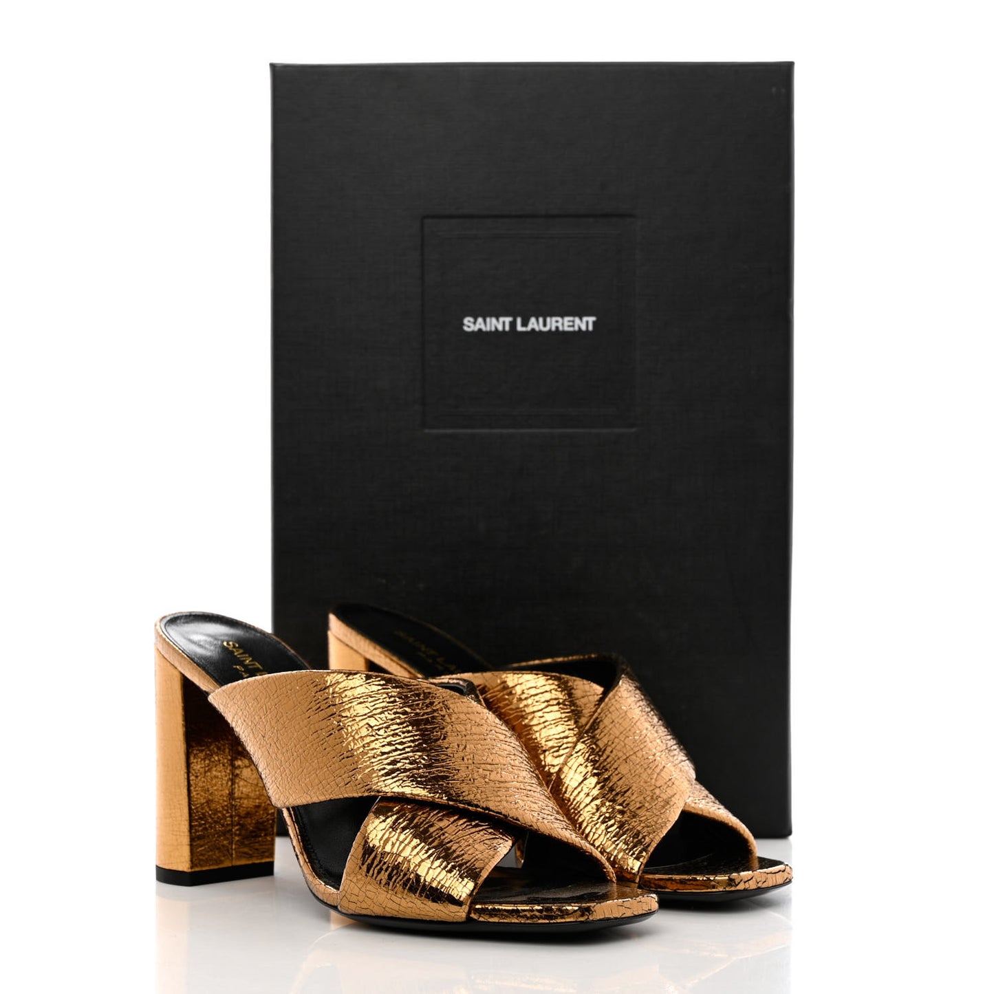 Metallic Supercrack Calfskin LouLou 95 Mule Sandals 37 Chestnut