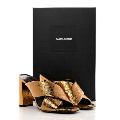 Saint Laurent Metallic Supercrack Calfskin LouLou 95 Mule Sandals 37 Chestnut 9 of 9