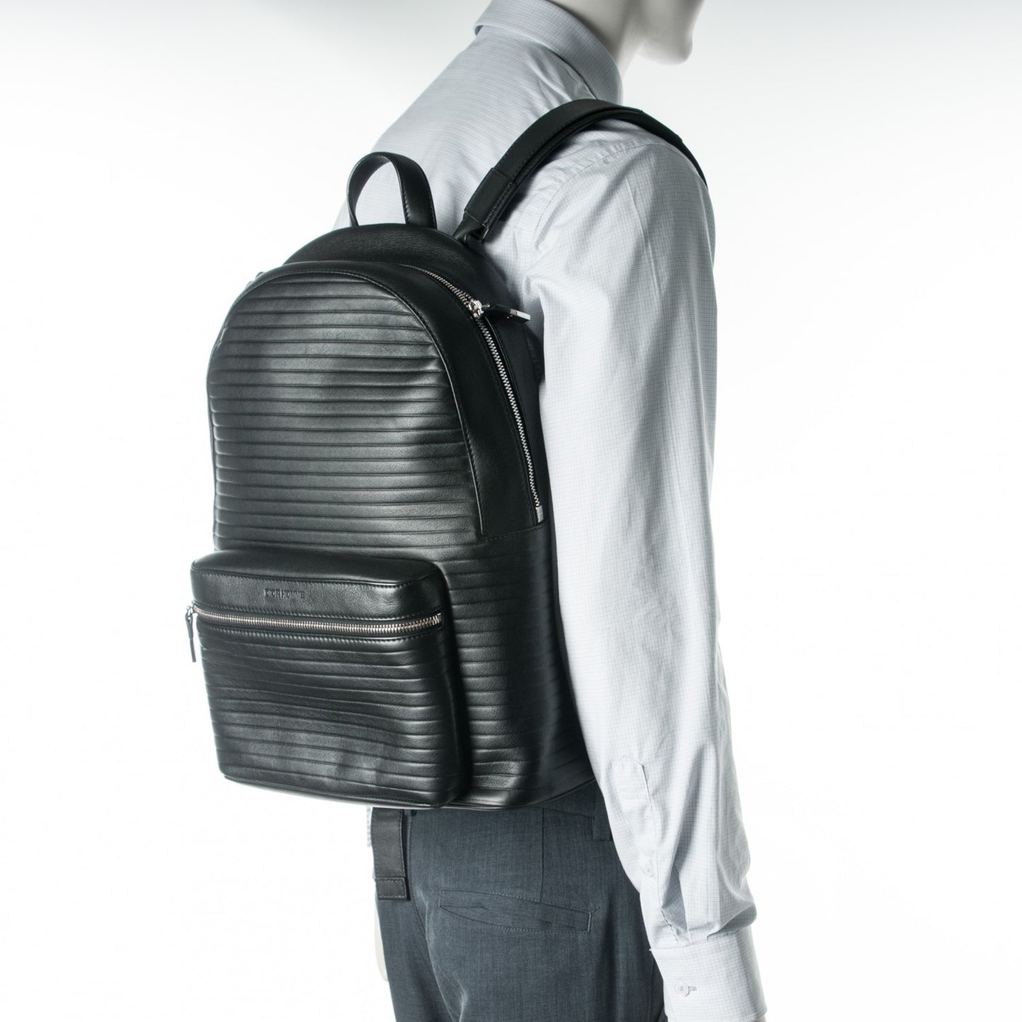 HOMME Calfskin Ribbed Backpack Black