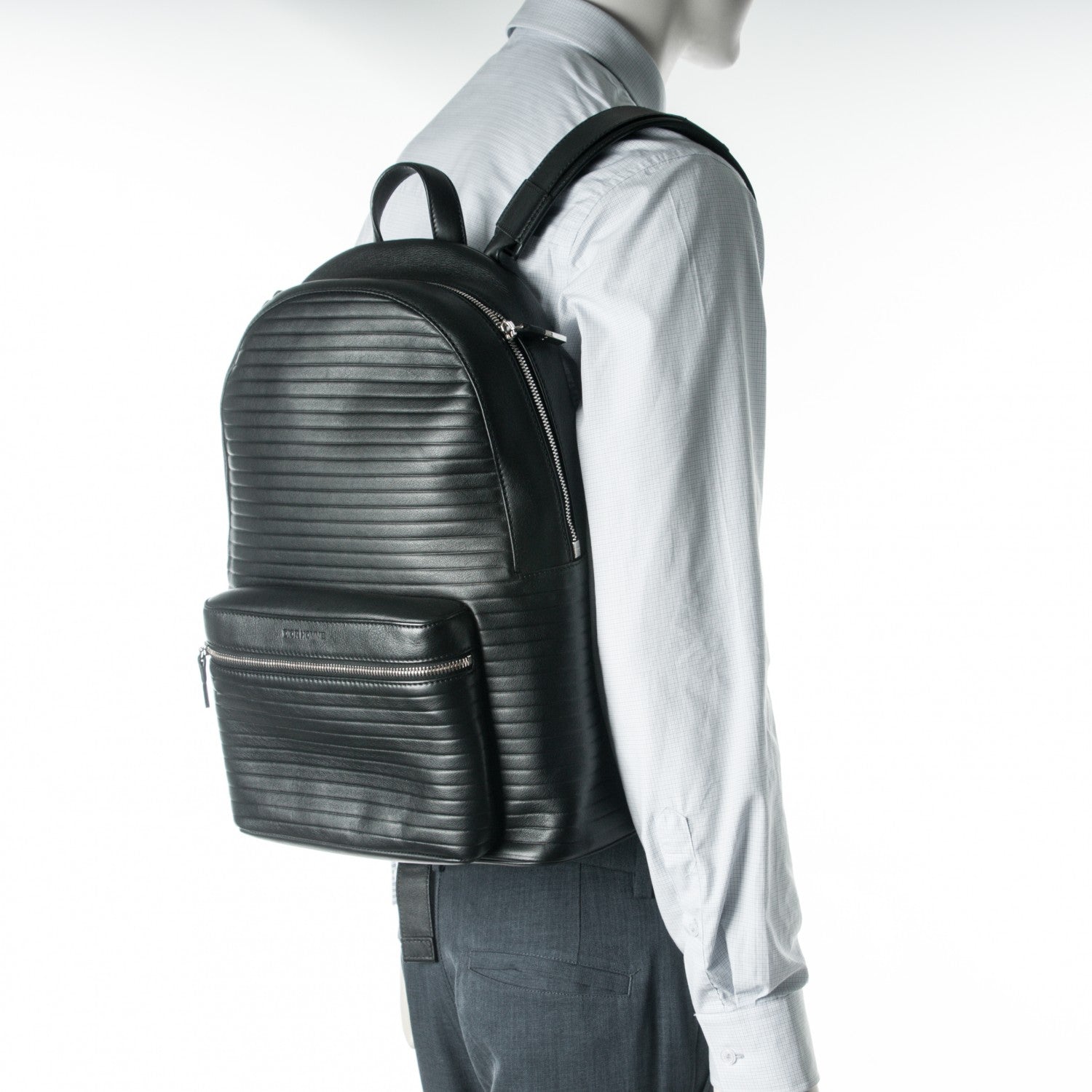 Christian Dior HOMME Calfskin Ribbed Backpack Black 2 of 6