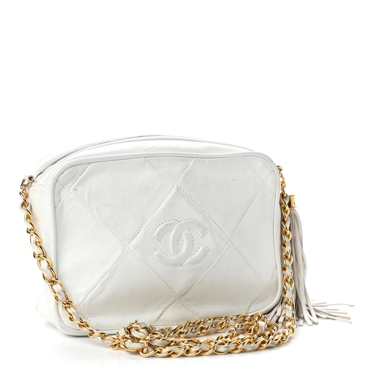 Chanel Lambskin Quilted Tassel Camera Case White 2 of 5