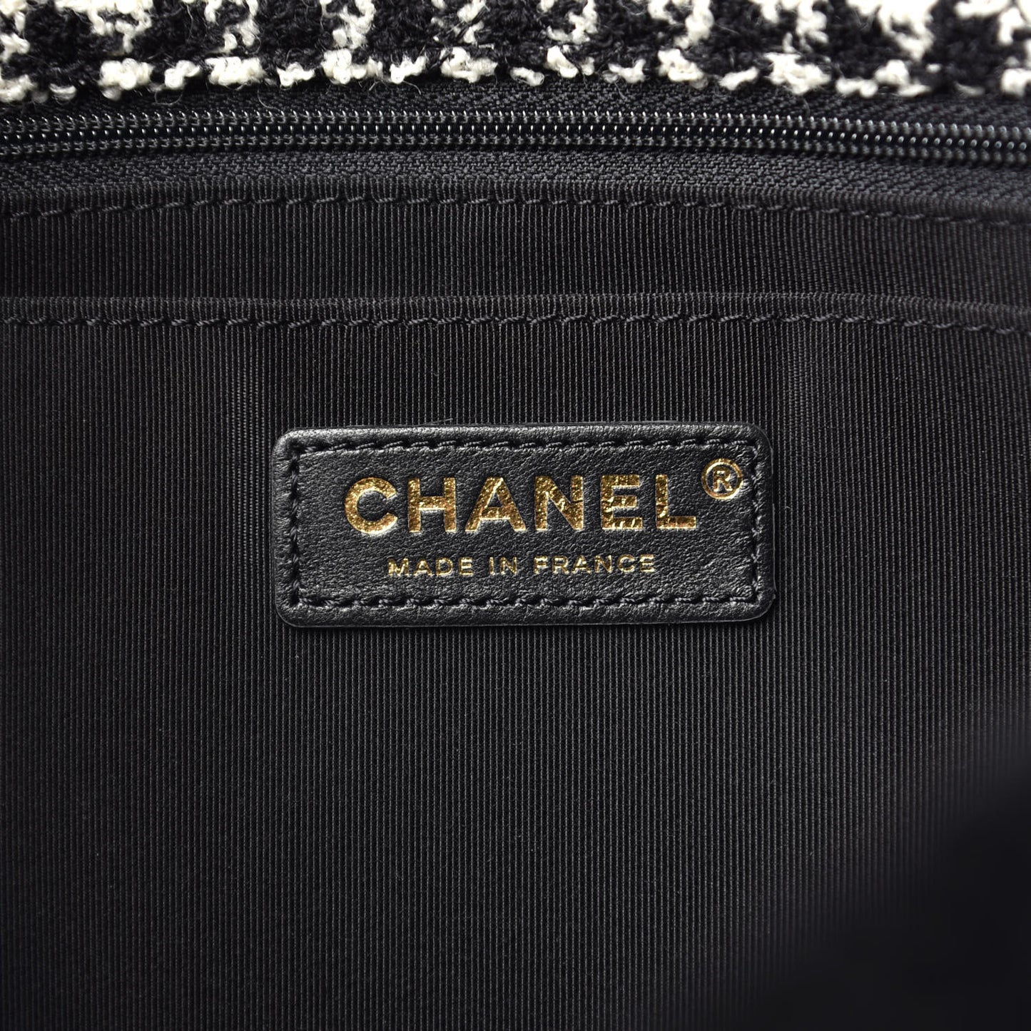 Shearling Tweed Jumbo Single Flap Black White