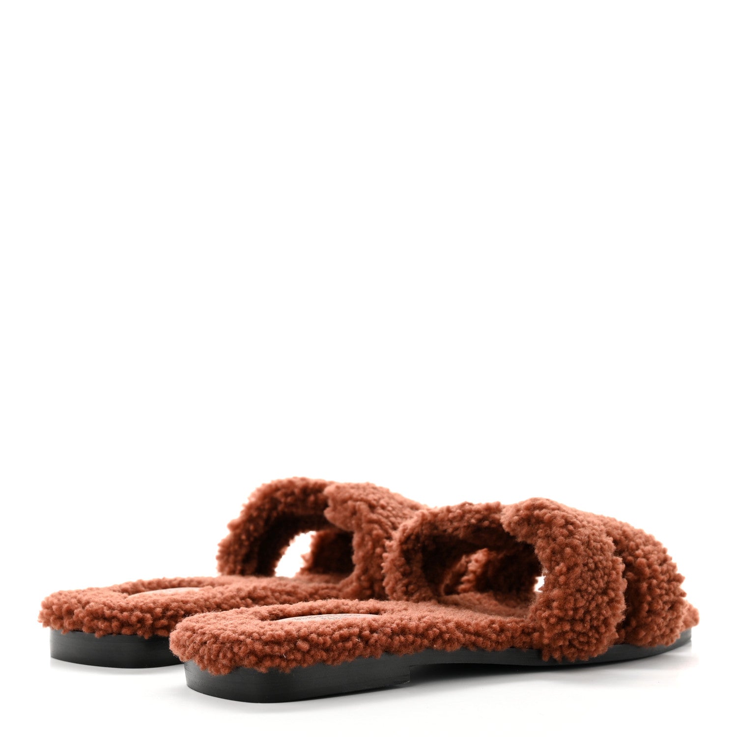 Hermes Woolskin Oran Sandals 38.5 Cognac 4 of 8