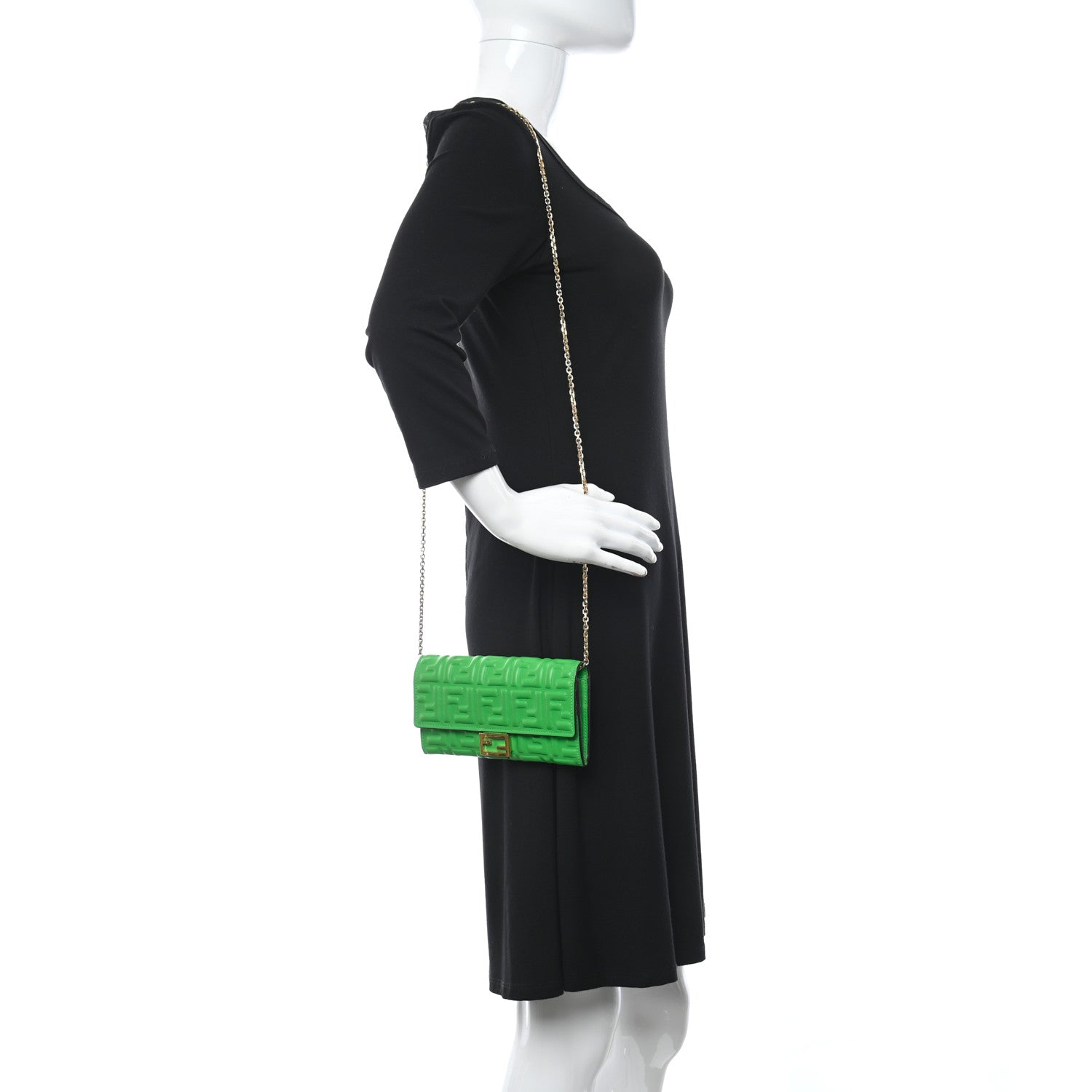 Fendi Nappa Matisse FF Embossed Continental Wallet On Chain Tomatillo 2 of 11