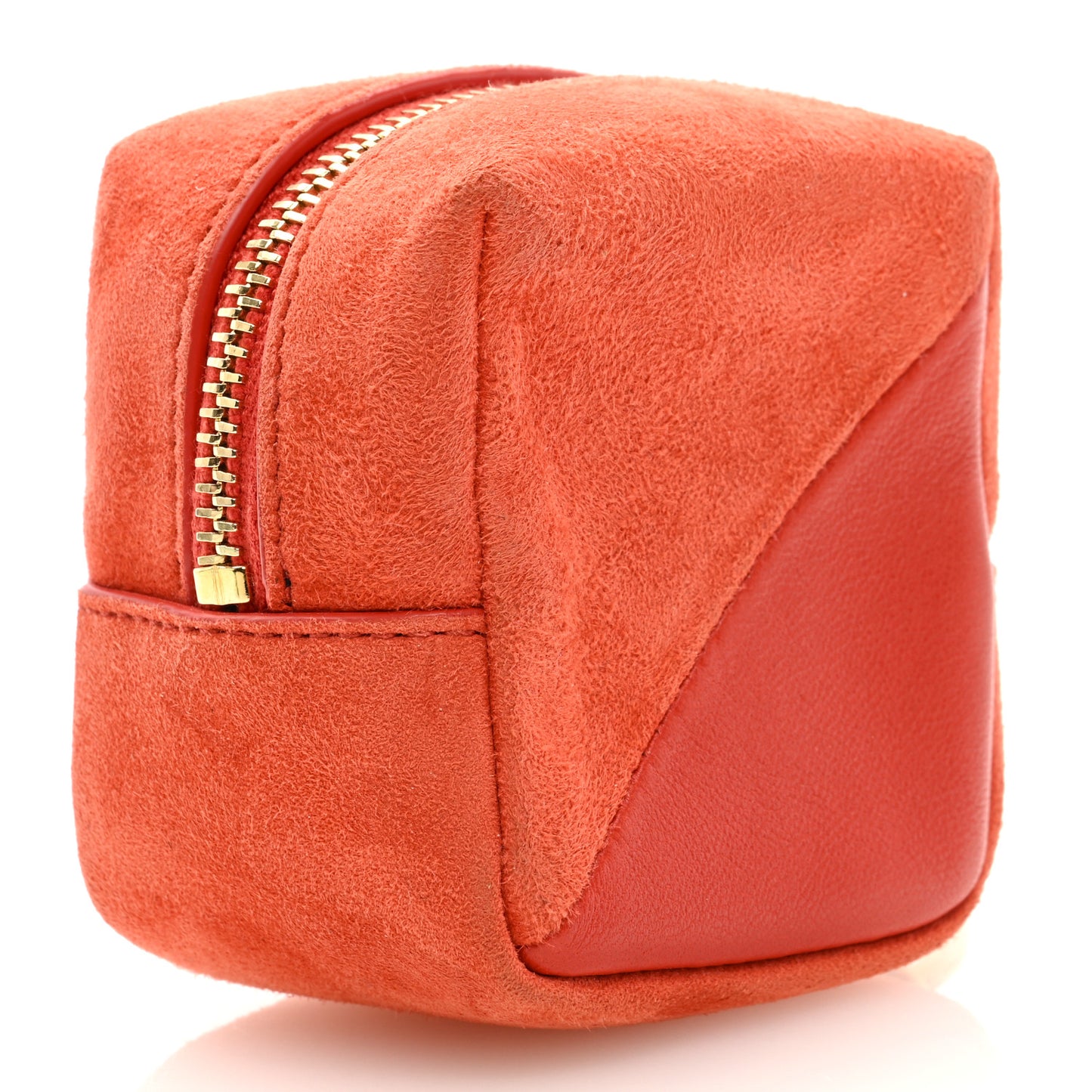 Suede Lambskin Jaime Cube Charm Keychain Orange