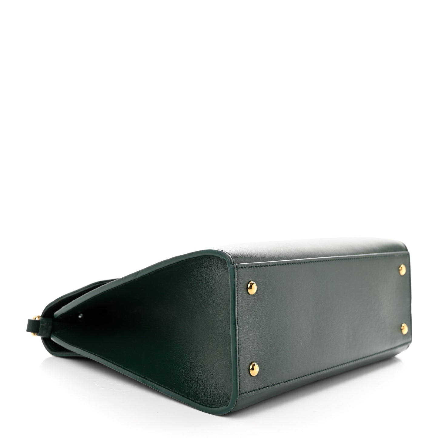 Calfskin Thalia Flap Top Handle Satchel Dark Green