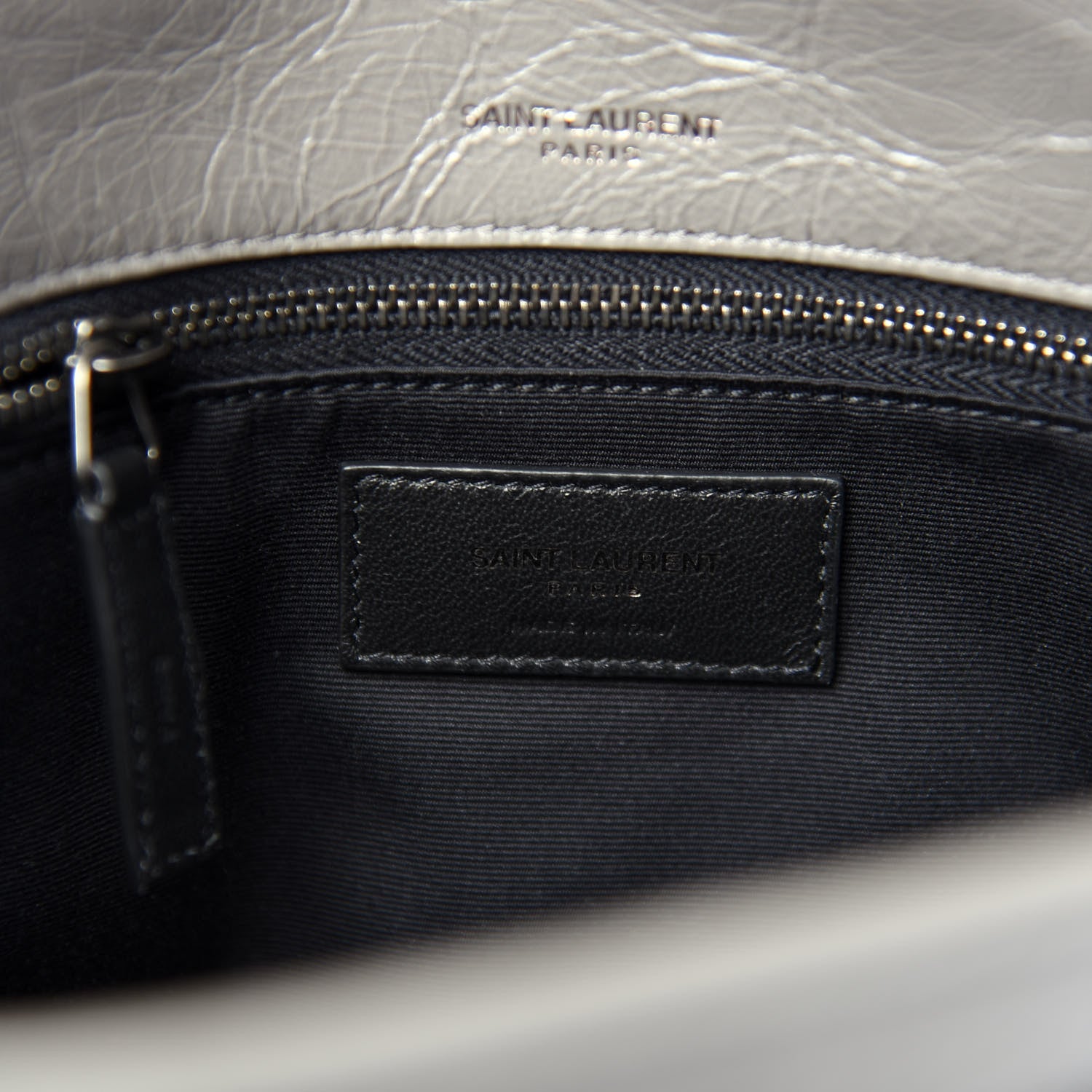 Saint Laurent Crinkled Calfskin Matelasse Monogram Medium Niki Chain Satchel Fog 8 of 11