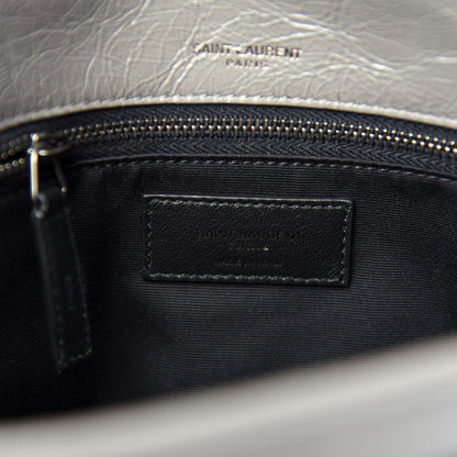 Saint Laurent Crinkled Calfskin Matelasse Monogram Medium Niki Chain Satchel Fog 8 of 11