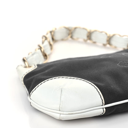 Chanel Lambskin Canvas CC Olsen Chain Shoulder Bag White Grey 7 of 10