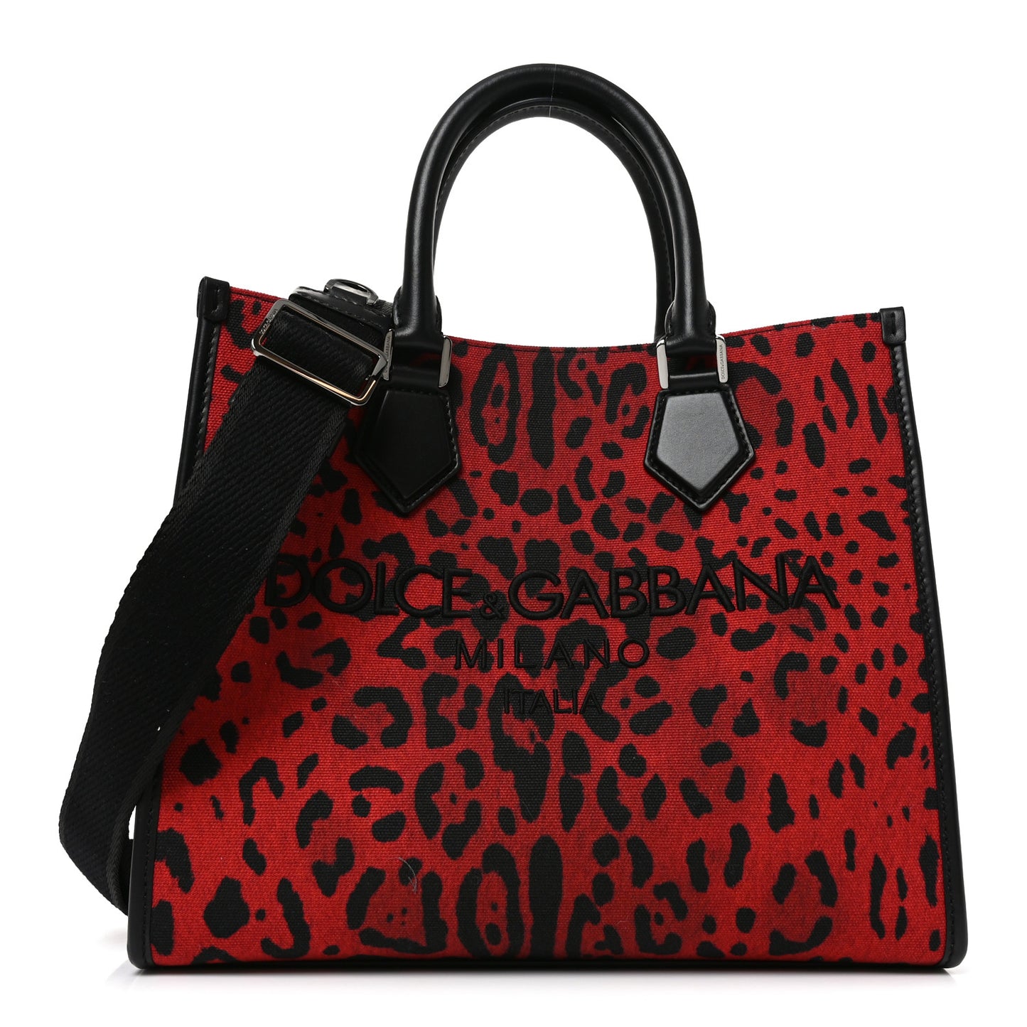 Dauphine Leopard Logo Market Bag Red Black