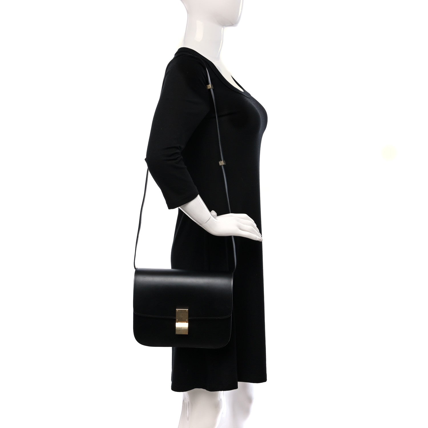 Celine Box Calfskin Medium Classic Box Flap Bag Black 2 of 9