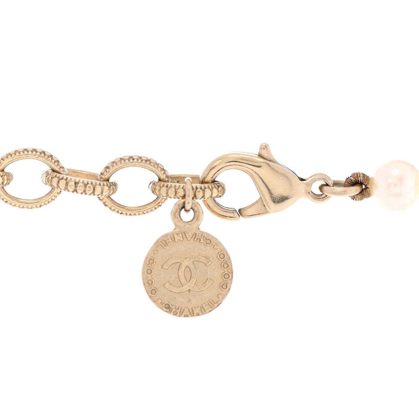 Pearl CC 100th Anniversary Necklace Light Gold