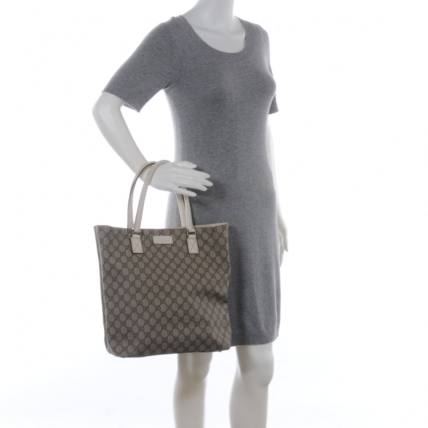 GG Plus Monogram Small Vertical Tote Off White