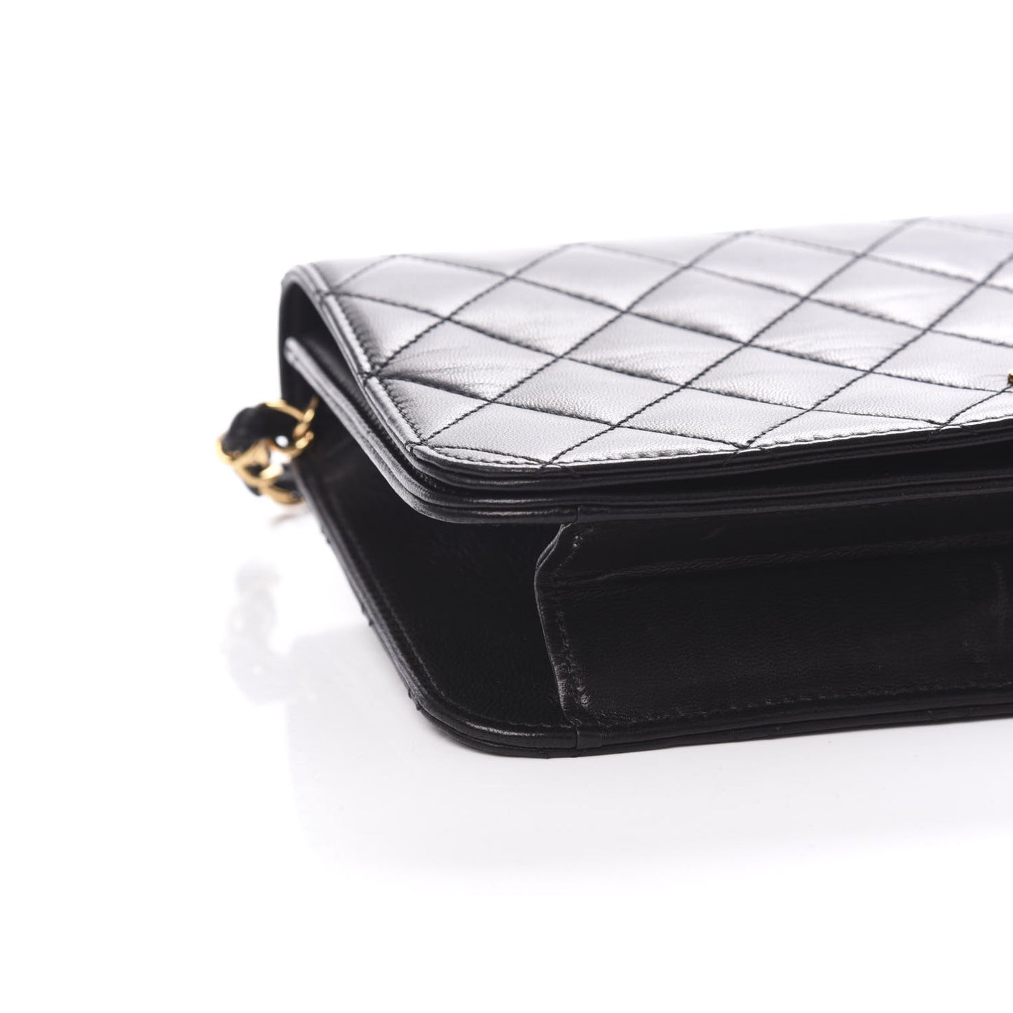 Lambskin Quilted Small Single Flap Black