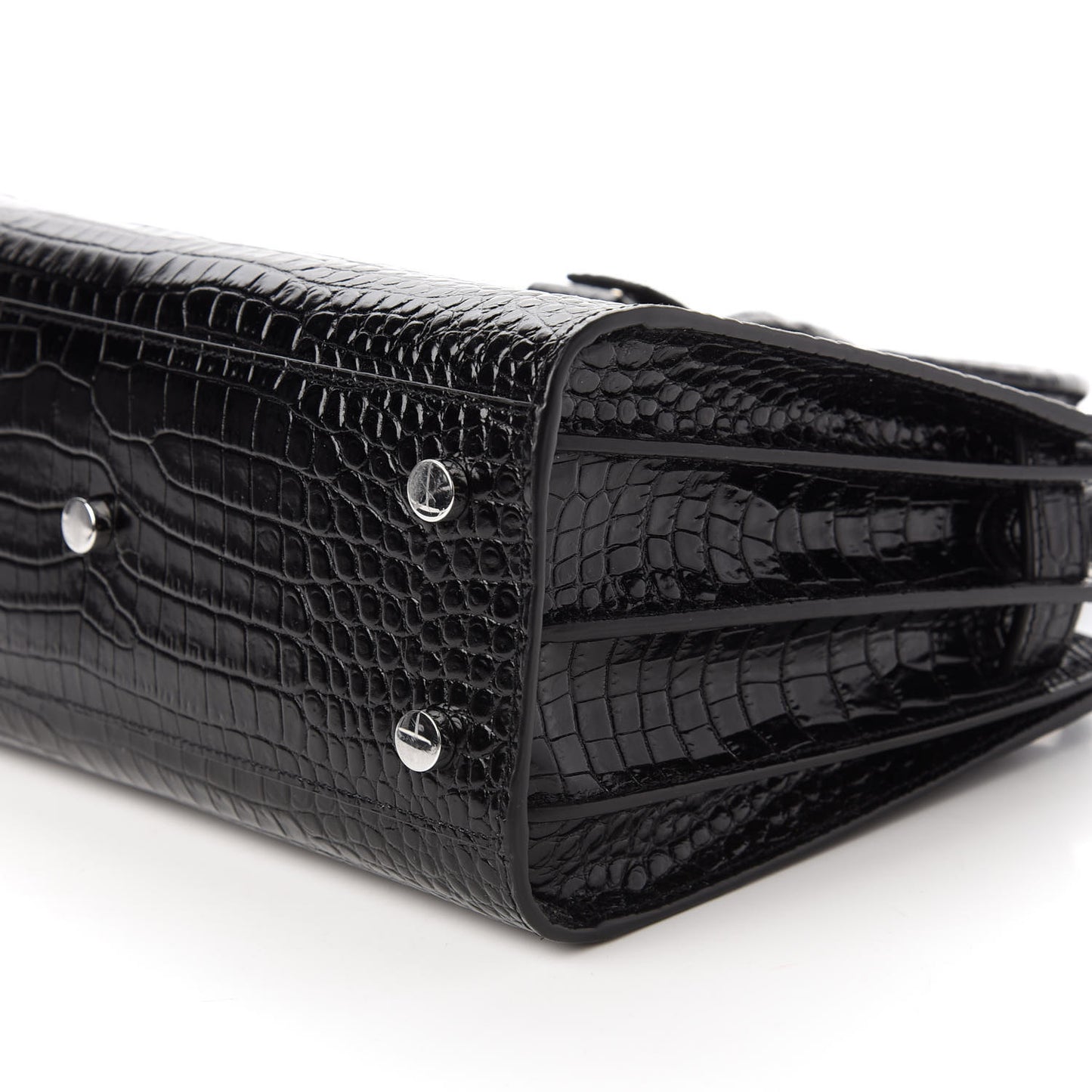 Calfskin Crocodile Embossed Baby Sac De Jour Black