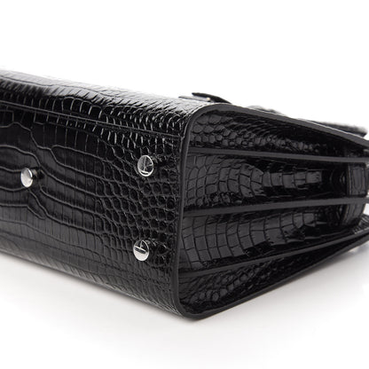 Saint Laurent Calfskin Crocodile Embossed Baby Sac De Jour Black 7 of 10