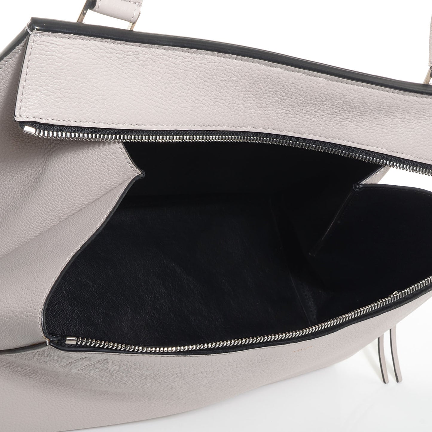 Drummed Calfskin Medium Edge Shoulder Bag Pearl Grey