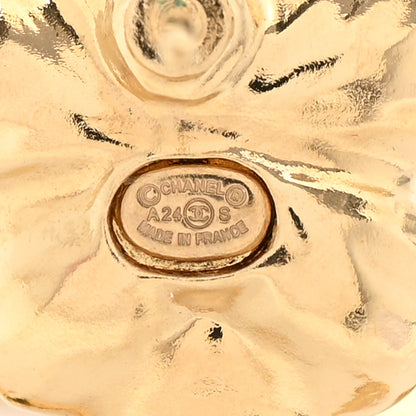 Chanel Pearl Crystal CC Flower Drop Earrings Gold White 4 of 5
