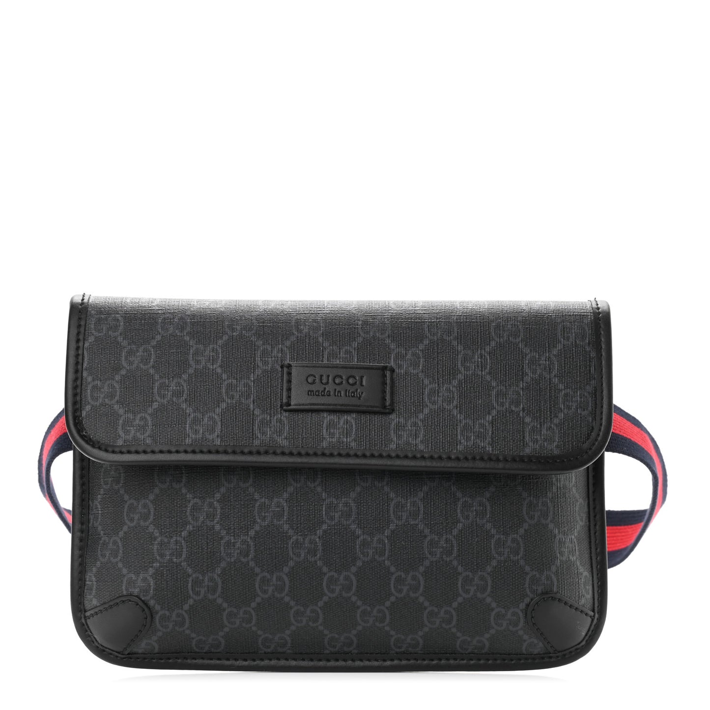 GG Supreme Monogram Web Slim Belt Bag Black Grey