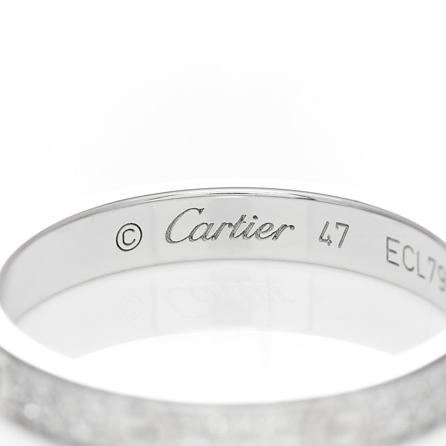 18K White Gold Diamond 2.6mm LOVE Paved Band Ring 47 4