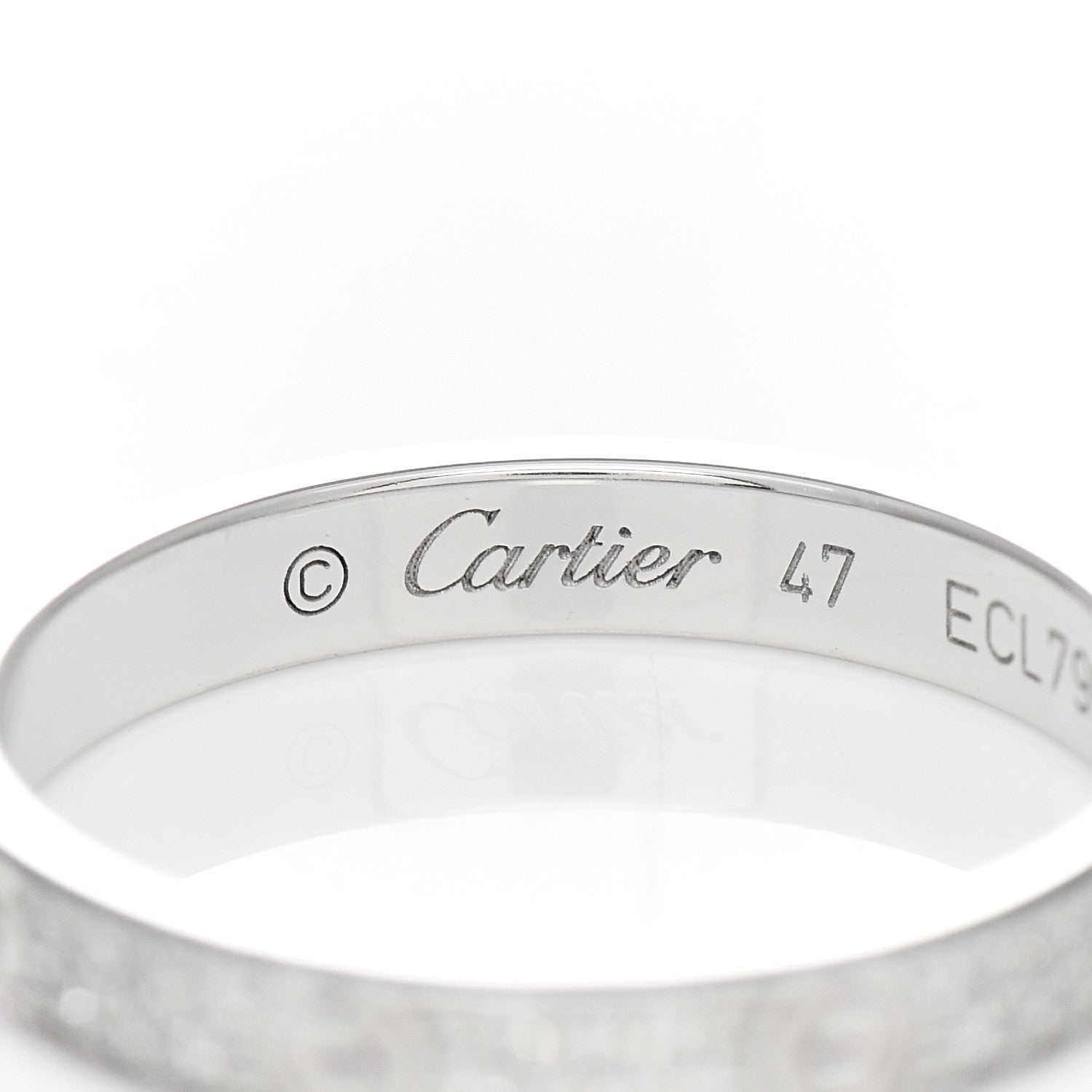 Cartier 18K White Gold Diamond 2.6mm LOVE Paved Band Ring 47 4 4 of 5