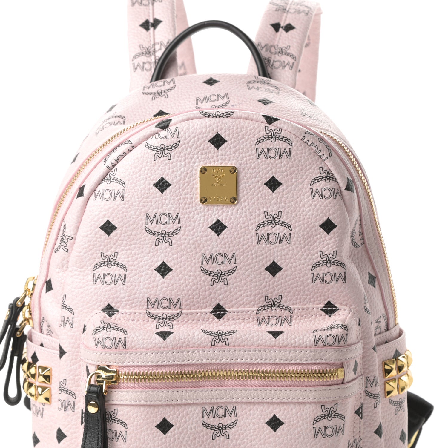 MCM Visetos Small Side Stud Stark Backpack Light Pink 9 of 13