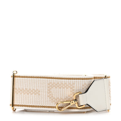 Fendi Cannete Ribbon Poly Vitello Century Logo Adjustable Strap You White Garza Ecru 1 of 5