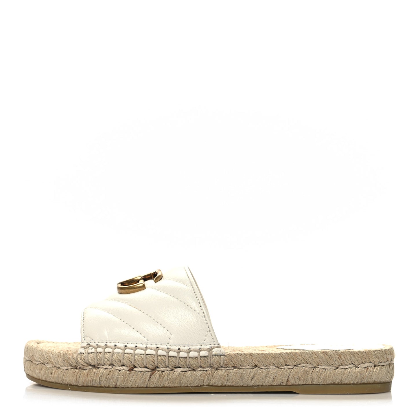 Nappa Matelasse GG Marmont Espadrille Slide Sandals 35 Great White
