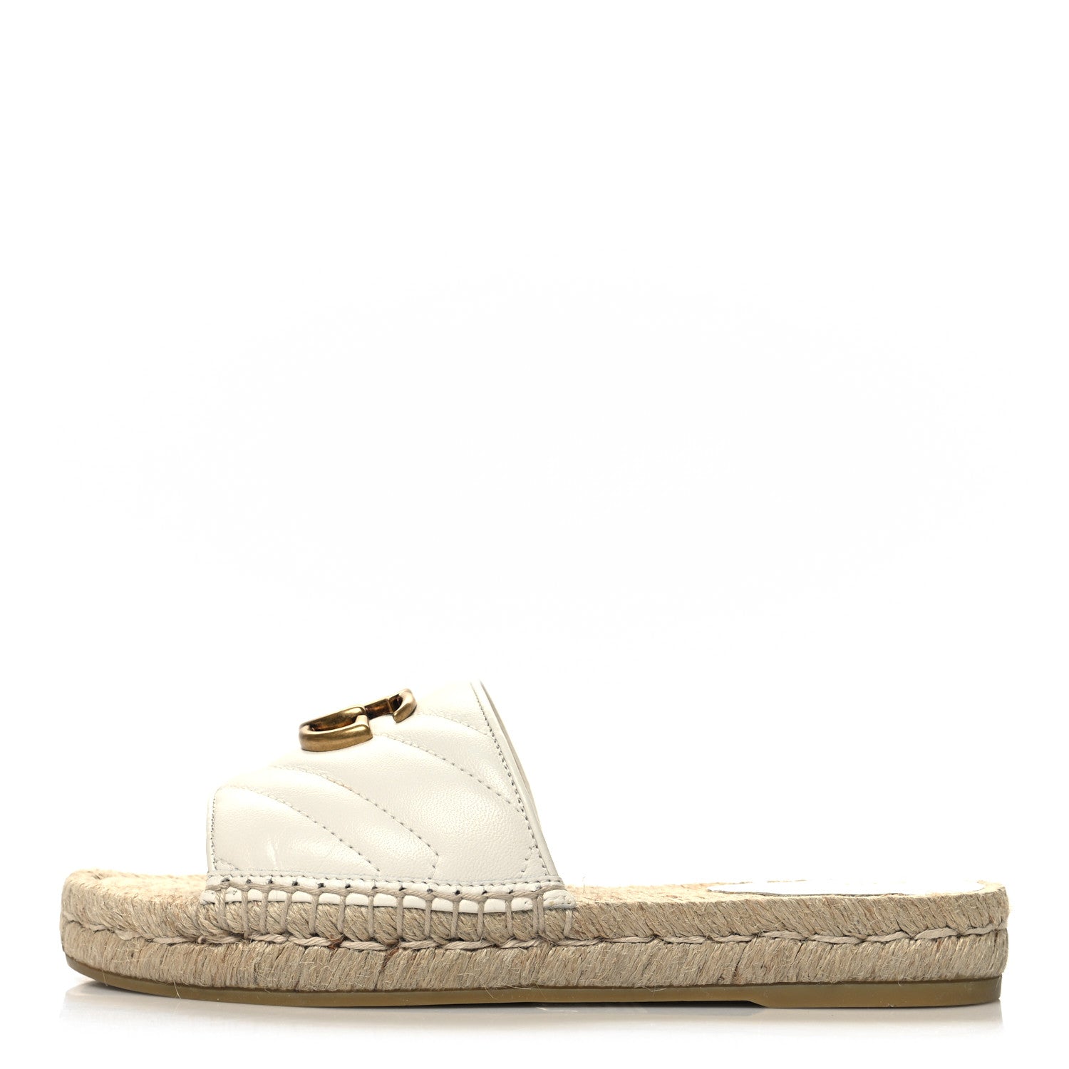 Gucci Nappa Matelasse GG Marmont Espadrille Slide Sandals 35 Great White 1 of 11