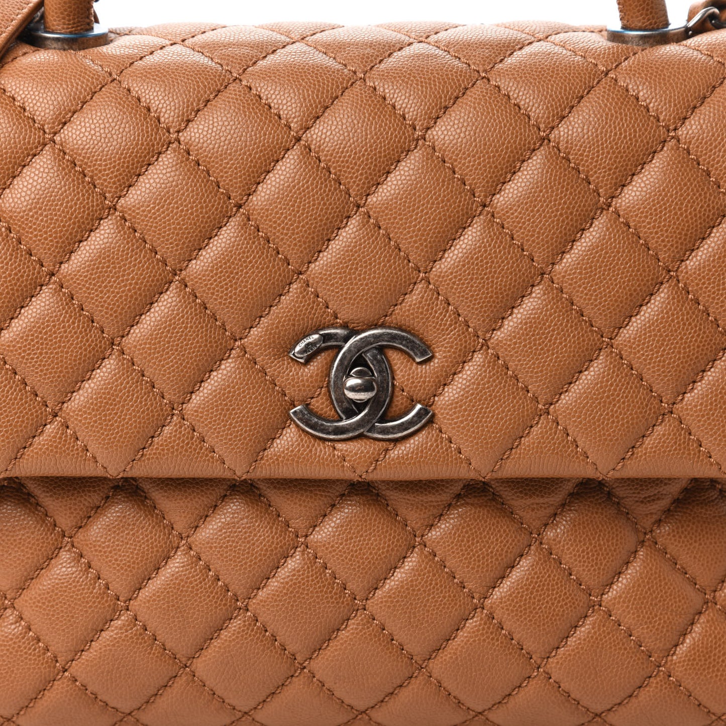 Caviar Quilted Medium Coco Handle Flap Camel
